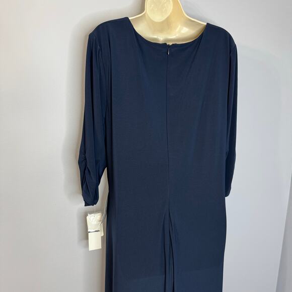 Adrianna Papell Beaded Jersey Maxi Dress Eclipse Blue Mother of the Bride Sz 20W - Picture 14 of 16
